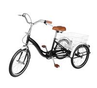 Mqwdxzfes Bicicletta da 20 pollici, 3 ruote, triciclo per adulti, con grande cestino, per adulti, triciciclo, pendolare, per la spesa, picnic, colore nero