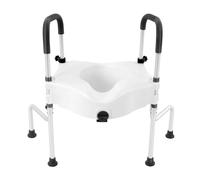 Mqwdxzfes Rialzo per sedile WC con braccioli per anziani, altezza regolabile, telaio di sicurezza con maniglie, sedile WC antiscivolo, per anziani, sicurezza bagno, capacità 150 kg