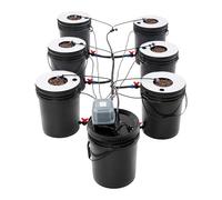 Mqwdxzfes Sistema di coltivazione idroponica, 7 secchi da 20 l, con pompa ad aria, set di coltivazione idroponica, allevamento di piante da interno, set completo per interni ed esterni, giardino