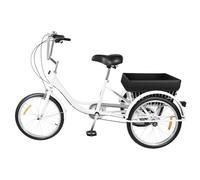 Mqwdxzfes Triciclo da 20 pollici per adulti, bici da città a velocità singola con seggiolino e cestino della spesa, pedale antiscivolo, triciclo per il tempo libero, per la spesa, picnic