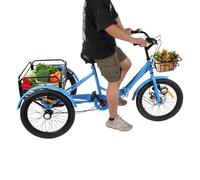 Mqwdxzfes Triciclo pieghevole da 20 pollici, per adulti, a 7 marce, 3 ruote, con cestello anteriore e posteriore, serratura e sedile regolabile, per la spesa, tempo libero, sport (blu)