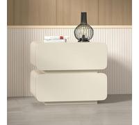 MQXDNFDC Comodino intelligente con doppia striscia di luci a LED, lussuoso comodino in legno massello con 2 cassetti, struttura in legno massello, comodino moderno per camera da letto soggiorno (30 x