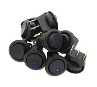MQXFCZUX 10Pcs Blue 220V 3 Pins ON-off LED Rocker Switch LED Illuminated Car Dashboard Dash Toggle