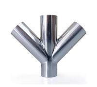 MQXFCZUX 19 25 32 38 45 51 57 63 76 89 102 108mm Pipe OD Butt Weld Branch Y-Shaped 4 Ways 304 Stainless Fitting(108mm)