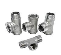 MQXFCZUX 1pc 304 Stainless Steel Male to Femlae Fitting 1/4-2 inch FFM FMF MMF MFM 3 Ways Tee Type Water Pipe SS304 Joint Connector(FMF,1/2")