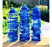 MQXFCZUX 1pc 6-7cm Clear Blue Smelt Quartz Tower Smelting Crystal Obelisk Wand Gemstone