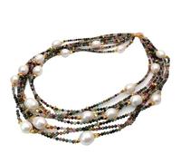 MQXFCZUX Collane da donna 48,3 cm 7 fili di colore misto sfaccettato tormalina bianco riso collana di perle d'acqua dolce