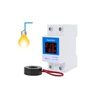 MQXFCZUX DIN Rail LED Digital Voltmeter Ammeter AC50-500V 220V 380V 1-63A 1-100A Panel Voltage Current Meter Volt Amp Tester Detector External CT(1-100A)