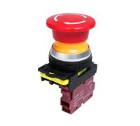 MQXFCZUX Emergency Stop Switch 30mm LA36M Emergency Stop Push Button Switch Latching Self Locked Mushroom E-Stop Switch 220v 12v 24v(Without,AC220-380v)