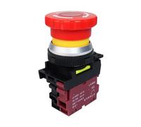 MQXFCZUX Emergency Stop Switch 30mm LA36M Emergency Stop Push Button Switch Latching Self Locked Mushroom E-Stop Switch 220v 12v 24v(with,ACDC24v)