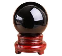 MQXFCZUX Large Decorative Black Obsidian Crystal Ball with Wooden Stand, Divination Spheres for, Feng Shui,Home Art Decoration,5cm
