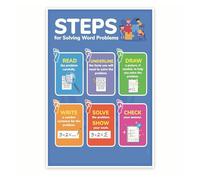 MQXFCZUX Math Word Problems Steps Poster - Problem Solving Strategies Anchor Chart for Classroom - Elementary Middle School Math Aid Unframed,08x12inch(20x30cm)