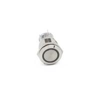 MQXFCZUX Pressure Switch 19mm Power Mark Press Metal Push Button Switch Waterproof Latching Self-Lock Fixation LED Light Illumination 3V-6V 12V-24V 220V(Red LED,19mm Ring)