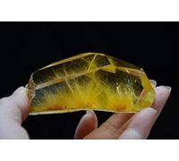 MQXFCZUX Raro vero Tibet himalayano ad alta quota in oro chiaro rutilato quarzo punto 3,70 pollici spirituale Collezioni di casa