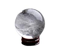 MQXFCZUX Real Clear Quartz Crystal Ball, Polished White Sphere with Stand, Feng Shui Decorative for Home Decor,100mm/3.9in