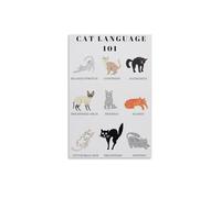 MQXFCZUX Understanding Your Cat Poster - Cute Illustrated Guide to Feline Communication, Wall Decor for Crazy Cat People, Animal Shelter, Unframed Framed,16x24inch(40x60cm)