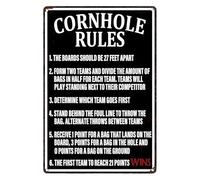 MQXFCZUX Vintage Cornhole Rules Metal Sign Official Distance Guide Retro Wall Decor for Backyard Patio Game Room Bar 8 X 12 inch