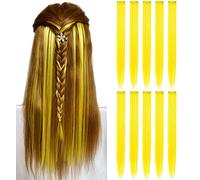 MQY COLOR Colors Multi-Colors Clip on in Hair Extensions Hair Pieces Colored Party Highlights Accessori per capelli fai da te Extension 21 pollici Capelli lunghi per ragazze Donne 9 pezzi (giallo)
