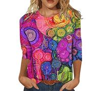 MQYXGS Camicette da Donna Estate Maniche Corte Girocollo Stampa Floreale Camicietta Eleganti Casual da Donna Boho Top Oversize T-Shirt Bluse Top a Tunica Camicia(Viola 1/XL)