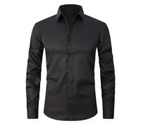 MQYXGS Camicia Elegante da Uomo Camicia Elegante Elasticizzata a Maniche Lunghe Camicie abbottonate Slim Fit Camicia Elegante vestibilità Slim Camicie Casual da Lavoro Formali da Lavoro Tinta Unita