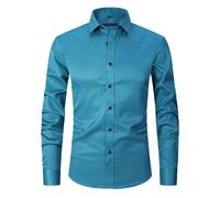 MQYXGS Camicia Elegante da Uomo Camicia Elegante Elasticizzata a Maniche Lunghe Camicie abbottonate Slim Fit Camicia Elegante vestibilità Slim Camicie Casual da Lavoro Formali da Lavoro Tinta Unita