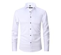 MQYXGS Camicia Elegante da Uomo Camicia Elegante Elasticizzata a Maniche Lunghe Camicie abbottonate Slim Fit Camicia Elegante vestibilità Slim Camicie Casual da Lavoro Formali da Lavoro Tinta Unita