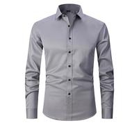 MQYXGS Camicia Elegante da Uomo Camicia Elegante Elasticizzata a Maniche Lunghe Camicie abbottonate Slim Fit Camicia Elegante vestibilità Slim Camicie Casual da Lavoro Formali da Lavoro Tinta Unita