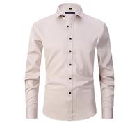 MQYXGS Camicia Elegante da Uomo Camicia Elegante Elasticizzata a Maniche Lunghe Camicie abbottonate Slim Fit Camicia Elegante vestibilità Slim Camicie Casual da Lavoro Formali da Lavoro Tinta Unita