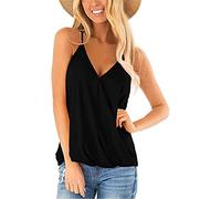 MQYXGS Camicie da Donna Summer Hawaii Camicette Senza Maniche Canotta con Stampa Floreale Allentata Canotte con Scollo a V e Cinturino per Spaghetti Camicia Camicetta Top Tank Top(Nero 1/3XL)