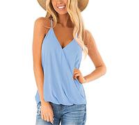 MQYXGS Camicie da Donna Summer Hawaii Camicette Senza Maniche Canotta con Stampa Floreale Allentata Canotte con Scollo a V e Cinturino per Spaghetti Camicia Camicetta Top Tank Top(Blu/M)