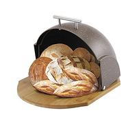 MR-1678-BR Portapane per la Conservazione del Pane, Coperchio Scorrevole, Apertura Frontale, Contenitore per Pane e Pasticceria Viennese, Design Moderno, Marrone