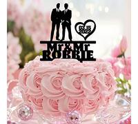 Mr And Mr Cake Topper Acrilico Nero Omosessuale Lui E Il Suo Rustico Wedding Cake Topper Silhouette Decorazioni Matrimonio Personalizzato Coppia Nomi Est Data Uomini Regali