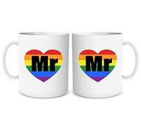 Mr and Mr Engagement Gift - Set di tazze da caffè con scritta "Coppa dello stesso sesso presente per gay, regalo per lui e per i suoi regali gay Pride Homo LGBT Love Heart Tazze WSDMUG1780