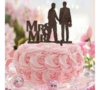 Mr And Mr Wedding Cake Toppers Wood Funny His And His Wedding Cake Toppers Silhouette LGBTQ Wedding Engagement Party Decor Custom Couple Names Est Date Gay Couple Gifts