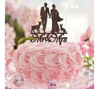 Mr And Mrs Brown, topper per torta di compleanno con scritta in lingua inglese "Happy Birthday" e "Marriage To Be Bride & Groom", topper per cupcake per feste di fidanzamento, decorazioni per torte