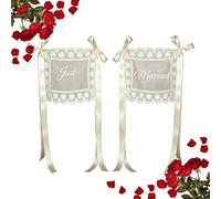 Mr And Mrs Chair Signs | 2 Pack Vintage Lace Wedding Chair Decorations