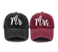 Mr And Mrs EST 2025 Cappelli per Uomo e Donna, Cappelli da Sposa Sposo 3D Ricamati Berretti da Baseball Set Regali di Nozze per Coppie