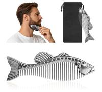 MR.BARWARE Pettine per capelli da pesce, ottimo regalo di alta qualità per pescatori, regali di Natale per pescatori, papà, nonno, papà, argento
