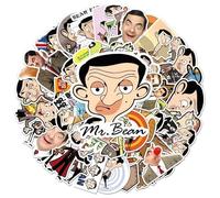 Mr. Bean Sticker 50 adesivi in vinile carini anime per computer portatile, skateboard, bottiglia d'acqua, bagagli, telefono, chitarra, bicicletta, auto, impermeabile, divertente, bambini, adulti