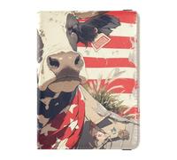 Mr Cow 4 luglio Independence Day Porta passaporto in pelle per uomini da viaggio per viaggi Porta carte vaccino Copertura Combo Organizer per documenti Accessori per gli uomini Leggero, MR mucca 4