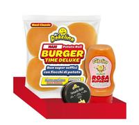 Mr.Dobelina Barbecue Essentials Kit con Maxi Potato Roll Buns 4x80 g, Rosa Supreme Salsa Burger 300ml e Smash Rub 70g, Kit per Smash Burger e Hamburger Americani, Ideale per BBQ e Street Food American