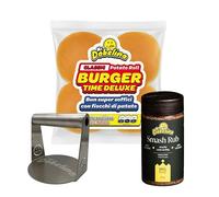Mr.Dobelina Smashburger Starter Pack, Kit Completo con Smash Rub 230g, 4 Potato Bun da 54g e Smasher Professionale, Per Hamburger Croccanti e Perfetti a Casa
