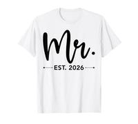 Mr. EST. 2026 Just Married Promoted to Mr And Mrs Matching Maglietta