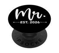 Mr. Est. 2026 Just Married Promoted to Mr and Mrs Matching PopSockets PopGrip Adesivo