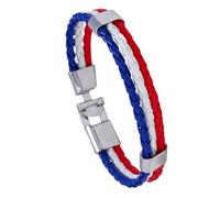 Mr.Fashion Braccialetto con bandiera nazionale, cinturino in pelle PU per appassionati di calcio, accessorio per le mani per partite di calcio, One Size, Pelle sintetica Metallo, Nessuna pietra