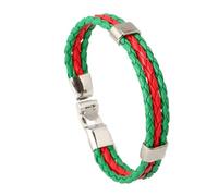 Mr.Fashion Braccialetto con bandiera nazionale, cinturino in pelle PU per appassionati di calcio, accessorio per le mani per partite di calcio, One Size, Pelle sintetica Metallo, Nessuna pietra