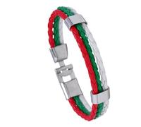 Mr.Fashion Braccialetto con bandiera nazionale, cinturino in pelle PU per appassionati di calcio, accessorio per le mani per partite di calcio, One Size, Pelle sintetica Metallo, Nessuna pietra