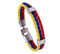 Mr.Fashion Braccialetto con bandiera nazionale, cinturino in pelle PU per appassionati di calcio, accessorio per le mani per partite di calcio, One Size, Pelle sintetica Metallo, Nessuna pietra