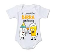 Mr. Gadgets Body neonato divertente “È l’ora della birra con gli zii/spritz con le zie” - Idea regalo zii e zie,zio - cotone 100% - taglie 0-24 mesi (Zia Birra, 0-6 MESI)