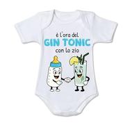 Mr. Gadgets Body neonato divertente “È l’ora della birra con gli zii/spritz con le zie” - Idea regalo zii e zie,zio - cotone 100% - taglie 0-24 mesi (Zio Gin Tonic, 12-18 MESI)
